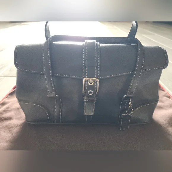 Coach Hampton Black Leather Satchel & Matching Wallet - Picture 2 of 16